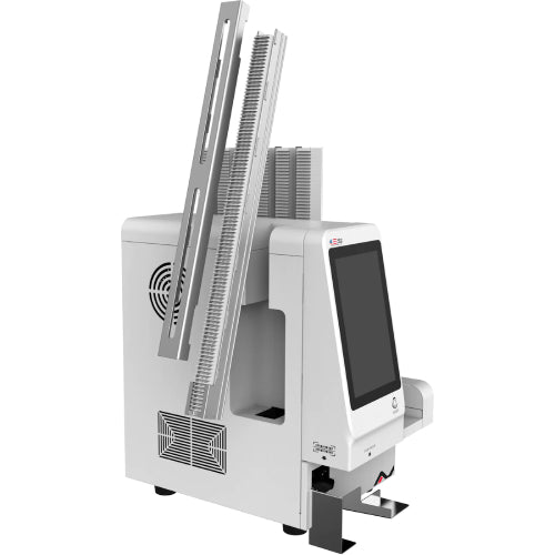 4E's Ultraviolet tissue cassette printer featuring a touchscreen display and vertical cassette hoppers