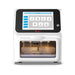 Studio front product view of a 4E's USA 32-throughput nucleic acid extraction system against a white background, highlighting its white housing, touchscreen control interface, and illuminated internal sample chamber