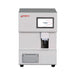 Studio front product view of a 4E's USA freezing point osmometer against a white background, highlighting its compact white benchtop housing, Four E's branding, integrated digital display panel, sample testing bay, and lower built-in printer compartment