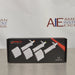 Front view of the official Four E's Scientific packaging box for the Precipette 8-channel adjustable multichannel pipette series (0.5-300uL) featuring product graphics against a black and red background on a neutral surface