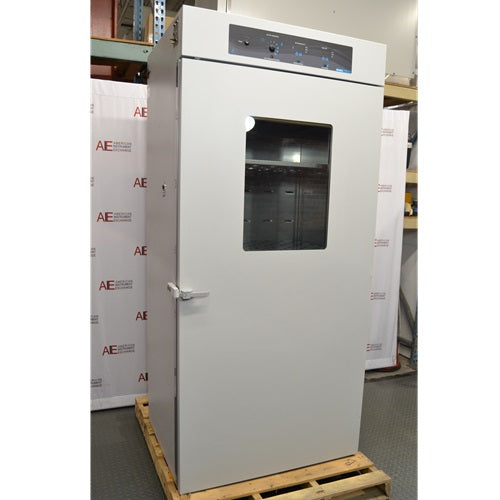 An alternative angled view of a Shel Lab SCO40 large capacity CO2 incubator available from American Instrument Exchange, showing its solid white outer door with an integrated viewing window and a top-mounted control panel.