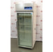 An alternative angled view of a Thermo Scientific TSX2305CA chromatography refrigerator available from American Instrument Exchange, showing its full-length glass door, wire interior shelving, and top-mounted digital control console.