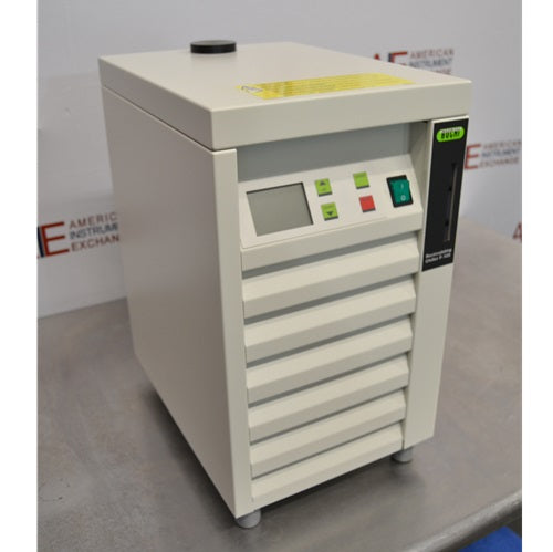 An angled view of a Büchi F-105 recirculating chiller available from American Instrument Exchange, showing the unit's control panel and vented exterior.