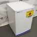 Angled view of Fisherbrand Isotemp undercounter freezer model 05FFEEFSA with flammable storage warning label