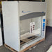 Angled view of Labconco 5 foot Premier laboratory fume hood mounted on a wooden shipping pallet
