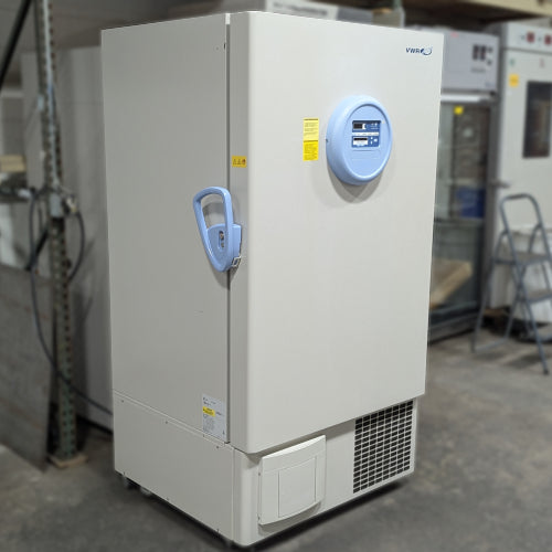 Angled view of VWR40086A ultra-low temperature freezer with circular digital control panel