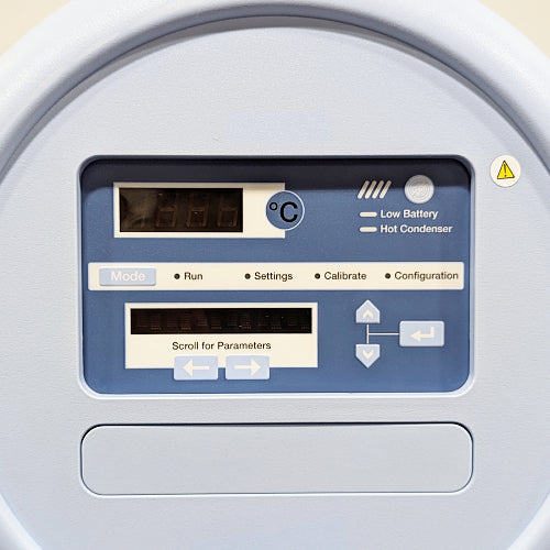 Close-up view of VWR40086A ultra-low temperature freezer circular digital control panel and display interface