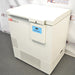 Elevated angled view of LabRepCo ultra-low chest freezer Model LSX 5ULT85 showing top lid and right side cabinet panel