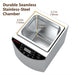 Angled product diagram of the Four E's USA 2L Per4mance compact water bath detailing interior chamber dimensions