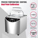 Promotional product graphic of the Four E's USA 2L Per4mance compact water bath highlighting precise temperature control, dual point calibration, and key performance feature badges on the right
