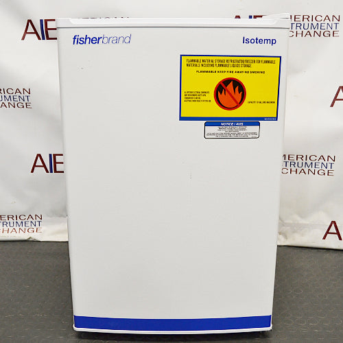 Front view of Fisherbrand Isotemp undercounter freezer model 05FFEEFSA with flammable material safety warning label