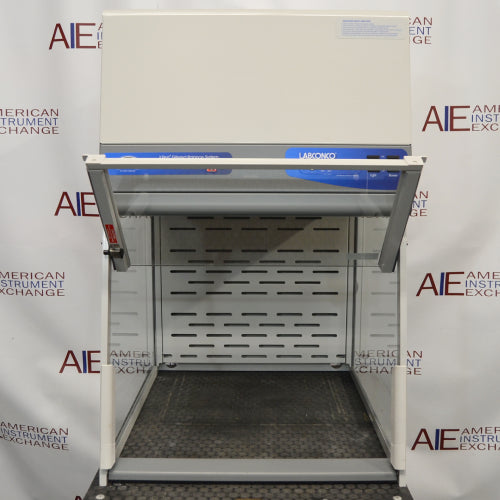Front view of Labconco XPert Filtered Balance System laboratory containment hood with raised front sash