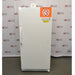 A full front view of a white Thermo Scientific 3552-10A flammable material storage freezer, featuring a large single door with a vertical handle on the left, top-mounted mechanical control dial, and prominent orange safety hazard label on the top right against an American Instrument Exchange backdrop.