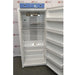 The interior of an open Thermo Scientific Precision refrigerated incubator, showcasing adjustable wire shelving and door storage bins against an American Instrument Exchange backdrop.
