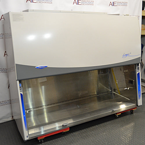 Labconco Purifier Logic+ 6' Biosafety Cabinet, white with a stainless steel work surface, blue accents, electronic display, positioned against a white background.