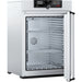 Open Memmert UF260plus laboratory oven showing interior stainless steel chamber and TwinDISPLAY control panel