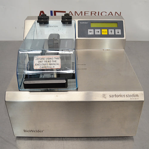Front view of Sartorius Stedim BioWelder automated tubing welder with digital control panel