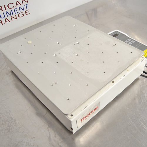 Thermo Scientific MaxQ 2000 Plus CO2-Resistant Orbital Shaker placed on a table, predominantly white in color with the brand 'Thermo' visible on the front, alongside a digital control device.