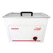 A white Tuttnauer 3-Gallon Ultrasonic Cleaner with a black handle and red labeling.