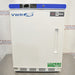 A white VWR undercounter laboratory freezer with a blue stripe on top, featuring a single door and control panel.