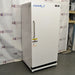 Front view of a VWR Model MFV-30 laboratory freezer on casters with a white door and vertical handle.