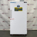 A white VWR Plus FFP-30 Flammable Storage Laboratory Freezer with a digital touchpad display, positioned in front of a branded backdrop.