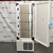 A white VWR ultralow temperature freezer with a digital display on the front. The unit appears to be standing in a warehouse setting with a branded backdrop.