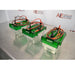 Three Bio-Rad Criterion Cell electrophoresis tanks placed on a stainless steel surface, featuring transparent chambers, green lids, and coiled red and black connection cables stored on top
