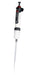 BRANDTECH Transferpette pro single-channel pipette, 0.5 to 5 mL volume capacity, white and black body with red accent plunger and clear single tip attached