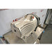 Three-quarter high-angle front view of an Edwards nXDS6i dry scroll vacuum pump on a metal utility cart, displaying the front grill marked with 6i, top inlet port, and cooling fins
