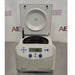 Front perspective view of Eppendorf 5430 R refrigerated microcentrifuge with open lid showing rotor chamber and front control panel
