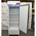 Front open-door view of a Fisherbrand Isotemp laboratory refrigerator revealing the interior wire shelves and thick insulated door seal