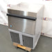 Right three-quarter angle product view of a Hoshizaki F330 BAJ flaker ice maker, highlighting the stainless steel top, front bin door with black handle, and side panels