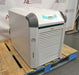 Left angled perspective view of Julabo FL1703 recirculating chiller showing side casing, front louvered vent, pressure gauge, and digital control keypad