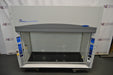Front eye-level view of a Labconco Protector Premier laboratory fume hood featuring a black work surface, clear side panels, and top control fascia