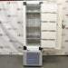 Front product view of Thermo Scientific RLE30086D ultralow laboratory freezer with the main insulated door open and inner compartment doors unlatched, revealing adjustable internal wire shelves and the lower ventilated compressor base