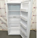 Front perspective view of white Thermo Scientific TSV20FPSA11 convertible refrigerator freezer with open door showing internal wire shelving, bottom wire basket, and door storage racks