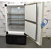 Front view of a Thermo Scientific TSX600D ultra-low temperature freezer with the outer door open and inner compartment doors removed, revealing the empty stainless steel interior shelving