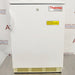 Thermo Scientific undercounter laboratory refrigerator ka front view, jisme white exterior door, handle, key lock, aur upar right corner par Thermo Scientific brand logo saaf dikhai de raha hai.   