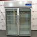 Thermo Scientific undercounter laboratory refrigerator ka open door view, jisme interior shelves, door storage compartment, aur clean white inner lining saaf dikhai de rahi hai.   