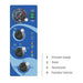 Diagram view of a Tuttnauer 3870M manual autoclave control panel, highlighting numbered components including the Pressure Gauge (1), Timer (2), Thermostat (3), and Function Selector (4)