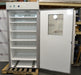Front view of a VWR Model 1925 reach-in incubator with its door open, showcasing the interior white chamber, multiple slotted wire shelves, top-mounted control panel, and the inner side of the door with a viewing window