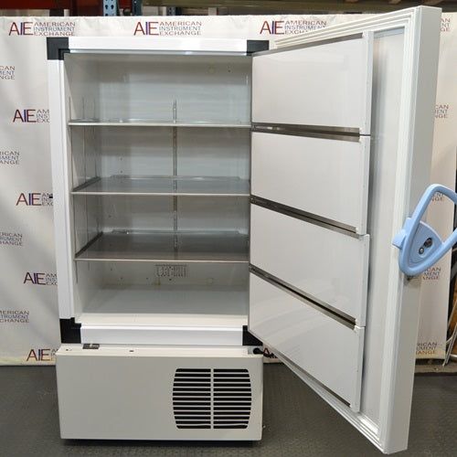 VWR Ultralow Freezer VWR60086FA with open main door showing four internal compartment doors and stainless steel shelving interior
