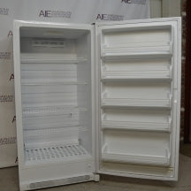 Angled view of open Fisher Scientific Isotemp Value laboratory refrigerator with internal shelving and door compartments