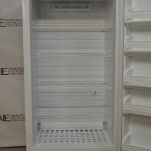 Open interior view of Fisher Scientific Isotemp Value laboratory refrigerator with wire shelves and door bins