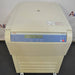 Front eye-level view of a Thermo Scientific Sorvall Legend XFR floor-standing refrigerated centrifuge, showcasing its beige housing, closed lid, louvered lower base, and front digital control panel